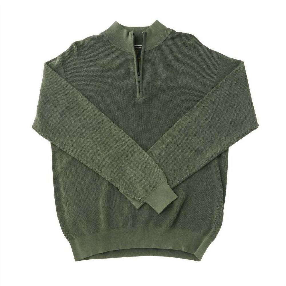 NEW F/X FUSION men's baby thermal 1/4 zip sweater in olive